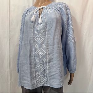 Joie light blue linen top size L